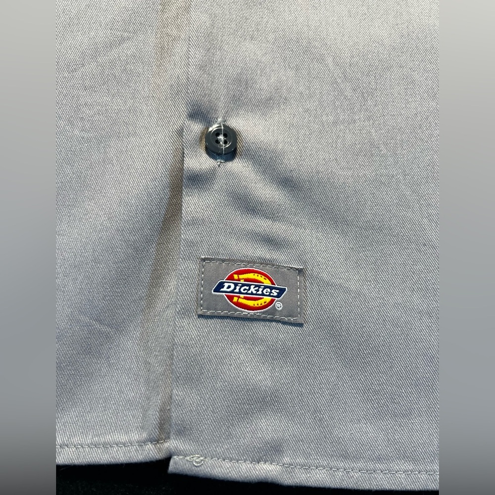 Dickies Men’s Large Gray Long Sleeve Button-Up Work Shirt Twill - Picture 4 of 7